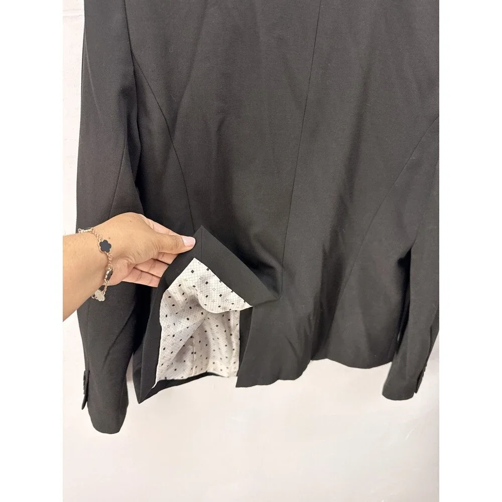 Ann Taylor women's size 8 jacket blazer black weave button front - Picture 3 of 13